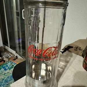 Coca Cola Clear Glass Straw Holder